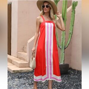 Striped Maxi Beach Cover Up
